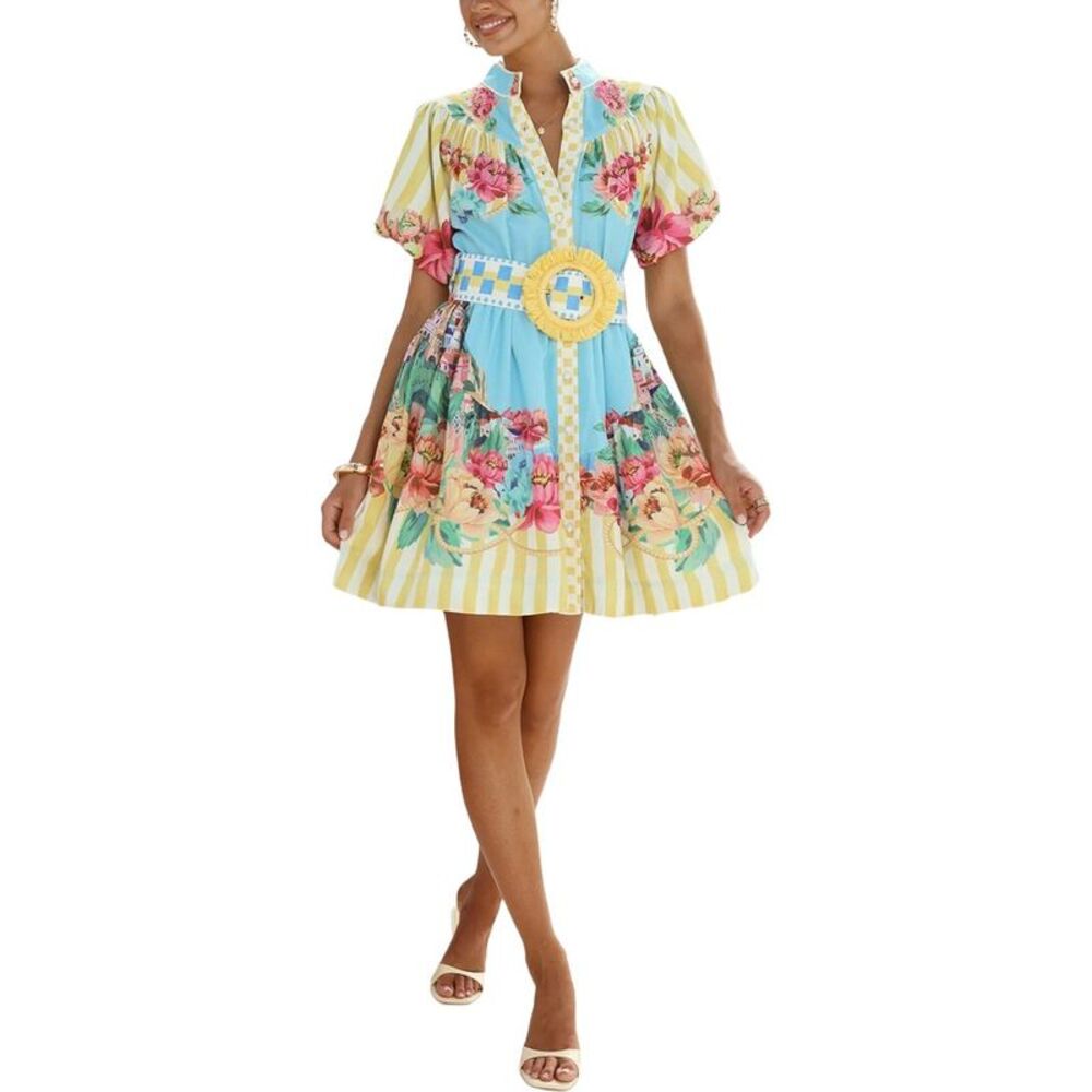 Esea Womens  Linen-Blend Mini Dress